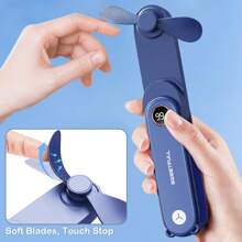 SWEETFULL tragbarer Handventilator mit LED-Anzeige, 2-in-1 persönlicher faltbarer USB-aufladbarer Handventilator & Taschenlampe zum Reisen, für Wimpern, süßer kleiner Taschenventilator für Frauen, Mädchen