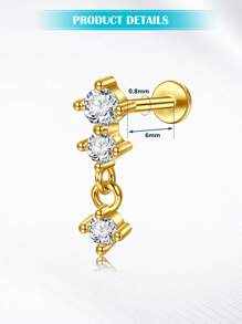 Hoa tai đinh tán đẩy, Hoa tai phẳng 20G, Bộ nhiều khuyên tai đinh tán không ren, Bộ khuyên tai thép 316L, Trang sức xỏ khuyên mũi sụn xoắn đẩy cho nữ 2 chiếc - vàng - Xem 2