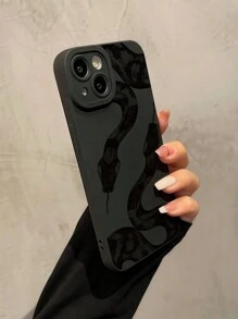 1 pieza Funda de teléfono protectora de TPU con estampado de serpiente negra, compatible con Apple iPhone 16, 15, 14, 13, 12, 11 Pro Max y Series - Multicolor - Ver 2