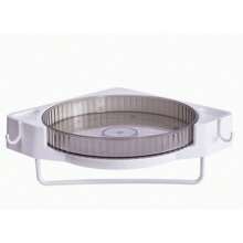 1pc Swivel 360° Gray & White Kitchen Spice Rack, Rotating Bathroom Corner Triangular Storage Shelf, Large Capacity, Detachable Side Hooks, Bottom Bar For Hanging Items, Wall-Mounted Storage Rack - Seasoning Rack - View 13