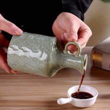 1pc Handmade Ceramic Oil Bottle, European Kitchen Decoration, Oven Resistant, Creative Handmade Texture Design, Suitable For Home, Hotel And Household Use - Soy Sauce And Vinegar Pot