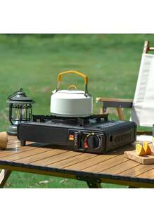 Portable Stove One Burner Gas Stove With Case Camping Travel - màu đen - Xem 5