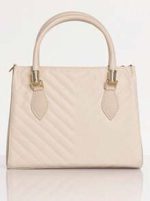 Lorena Medium Women's Bag With Quilted Crossbody Strap - 米色 - 查看 4