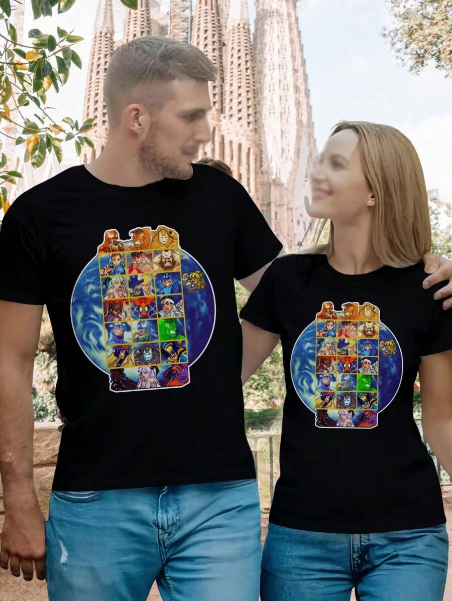 Women's Character Select MVC T-Shirt Fighting Game Tee Gamer Girl Apparel Retro Video Game Shirt - màu đen - Xem 1