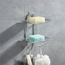 1 pieza, Portajabón de acero inoxidable, Portajabón de pared de una sola capa sin taladrar, Soporte de almacenamiento para baño Decoración del hogar para baño