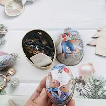 6pcs Easter Iron Candy Box, Rabbit And Egg Design, Holiday Home Decor, Easter Party Supplies, Gift Packaging