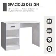 100cm Computer Desk Study Writing Table PC Laptop Desk With Drawer 2 Shelves - White - View 7