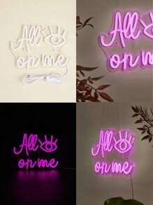 Chi-Buy 可爱 LED 霓虹灯蘑菇 & 一起跳舞 & 男士空间 & 哈哈 & 游戏室 & 游戏结束 & 蜜蜂和青蛙霓虹灯壁灯，字母夜灯，USB 供电，适用于生日派对、圣诞节、情人节、婚礼装饰 - 彩色 - 查看 3