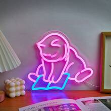 Chi-Buy 可爱 LED 霓虹灯蘑菇 & 一起跳舞 & 男士空间 & 哈哈 & 游戏室 & 游戏结束 & 蜜蜂和青蛙霓虹灯壁灯，字母夜灯，USB 供电，适用于生日派对、圣诞节、情人节、婚礼装饰 - 彩色 - 查看 21