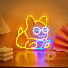 Chi-Buy 可爱 LED 霓虹灯蘑菇 & 一起跳舞 & 男士空间 & 哈哈 & 游戏室 & 游戏结束 & 蜜蜂和青蛙霓虹灯壁灯，字母夜灯，USB 供电，适用于生日派对、圣诞节、情人节、婚礼装饰 - 彩色 - 查看 13