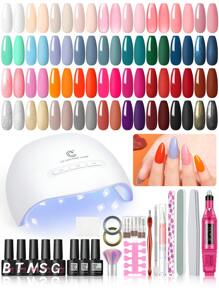 coscelia 53PCS 7ML Gel Nail Polish Set-35Colors Soak Off Nail Gel Polish With No Wipe Base Matte Glossy Glitter Top Coat Set Nail UV/LED Lamp With USB Nail Drill Nail Supplies Nail Art Tools DIY Nail Art Salon Set For Women Gift