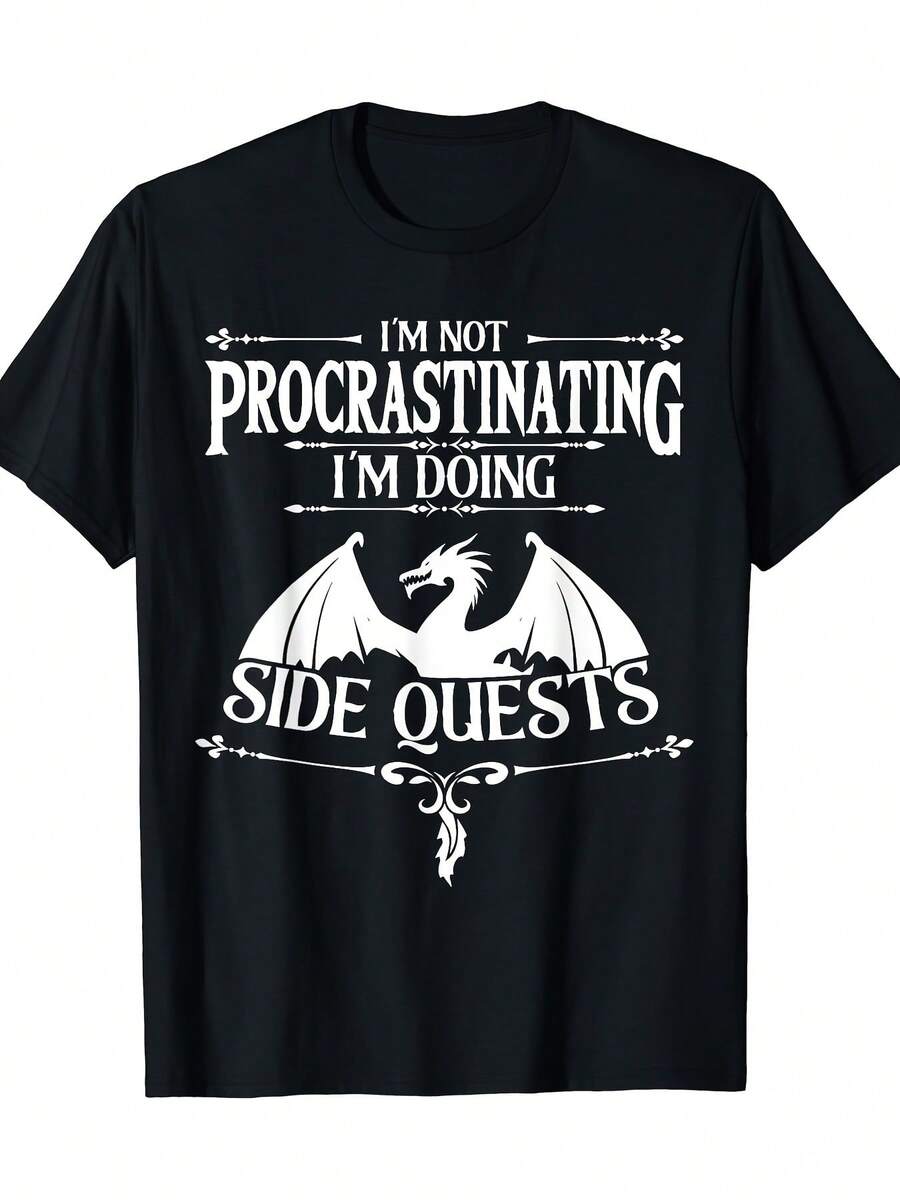 I'm Not Procrastinating, I'm Doing Side Quests - RPG Gamer T-Shirt - 220g - 黑色 - 查看 1