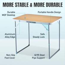 FUNDANGO Folding Camping Table Portable Card Table With Handle For Outdoor&Indoor, Black - Yellow - View 4