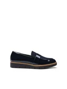 Women Loafers Arch Support Slip-On Round Toe Wedge Heel Loafers Classic Style Comfortable Business Casual Work Daily Shoes - 藍色 - 查看 9