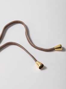 Acelitt 白色豹纹松紧腰系带撞色边饰休闲短裤 - 白色 - 查看 8