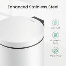 1.2 Gallons Small Trash Can With Lid, White Bathroom Garbage Can With Foot Pedal, Mini Round Wastebasket For Bathroom, Bedroom, Office, 4.5 Liters / 1.2 Gallons, White - White - View 10