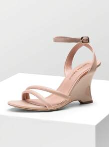 Women's Wedge Sandals Fashion Special-Shaped Ankle Strap High Heels Valentine's Day Summer Party Dance Shoes - 粉色 - 查看 7