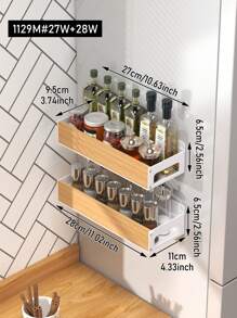 1/2 Pcs White Magnetic Spice Rack - No Drill Needed, Refrigerator & Microwave Side Storage Rack - Ideal For Kitchen Organization And Storage, Kitchen Utensil Holder - Multicolor - View 15