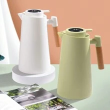 Nordic Thermal Bottle 1L Coffee Tea Wooden Handle Luxury - Màu xanh Bạc hà - Xem 5