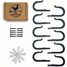 Railroad Spike Cast Iron Hooks (10 Pack) Handmade Blacksmith, Wall Mounted, Farmhouse Decorative Cast Iron Wall Hooks, Vintage Hooks For Hanging Coats, Bags Or Pots In Pantry (Black) - Black - View 9
