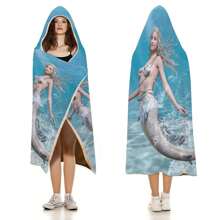 1 pièce Serviette de plage à capuche extra large, surdimensionnée, super absorbante, couverture de plage anti-sable, serviette de plage en fibre super fine, indispensable pour l'été, coupe-vent, écran solaire, plage, fête, séchage en voyage, camping, accessoires de plage, cadeau essentiel de vacances