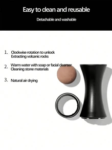 2pcs/1set 火山岩吸油球工具，吸油滚珠，缩小毛孔油棒，便携式迷你吸油海绵，可拆卸和重复使用，清除表面油污，适合居家、通勤、旅行。首次使用前请用纸巾擦拭球面。 - 彩色 - 查看 3