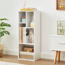 VECELO Storage Display Shelf, Bookcase With Height Difference Fits Tallest Hardcovers, Horizontal Available, Free Standing For Home Office - White - View 3
