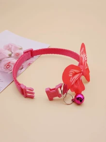 5pcs Bow-Knot Decor Pet Collar Butterfly Design Polyester Pet Collar Suitable For Cats And Small Dogs, Indoor/Outdoor Use
