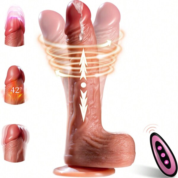 Stoßender Dildo-Vibrator Sexspielzeug für Erwachsene - Realistische Dildos zur G-Punkt- und Analstimulation mit 9 Stoß- und 10 Vibrations- und Heizmodi, Blowjob-Silikon-Dildo mit Fernbedienung für Erwachsene, Paar