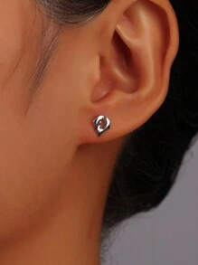 1 对可爱海洋动物海豚形状 925 纯银镀耳钉，小巧迷人海洋生物耳环，适合女士，表白礼物，适合日常佩戴和约会 - 純銀耳釘 - 查看 4