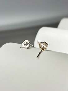 1 对可爱海洋动物海豚形状 925 纯银镀耳钉，小巧迷人海洋生物耳环，适合女士，表白礼物，适合日常佩戴和约会 - 純銀耳釘 - 查看 2