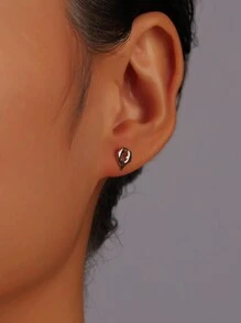 1 对可爱海洋动物海豚形状 925 纯银镀耳钉，小巧迷人海洋生物耳环，适合女士，表白礼物，适合日常佩戴和约会 - 純銀耳釘 - 查看 3