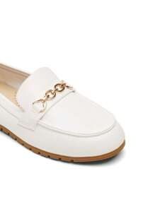 Women Loafers Slip On Arch Support Work Flats Chic Metal Chain Comfortable Versatile Lightweight Casual Loafers Shoes - White - View 11