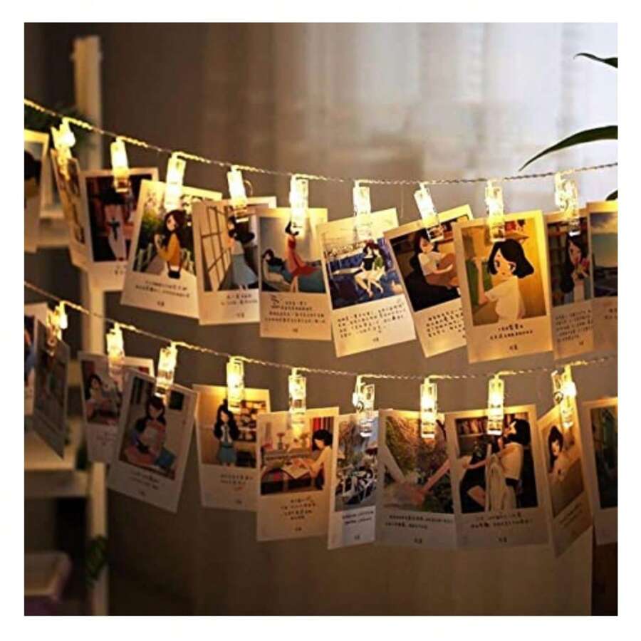 2 Meters LED Clothesline With Transparent Clamps For Photo Wall Creative Decoration - 透明的 - 查看 1