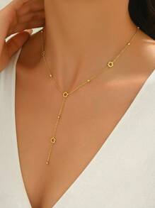 LIEBEIRIS 1 件 18K 镀金简约五瓣花不锈钢项链，适合日常佩戴和服装搭配