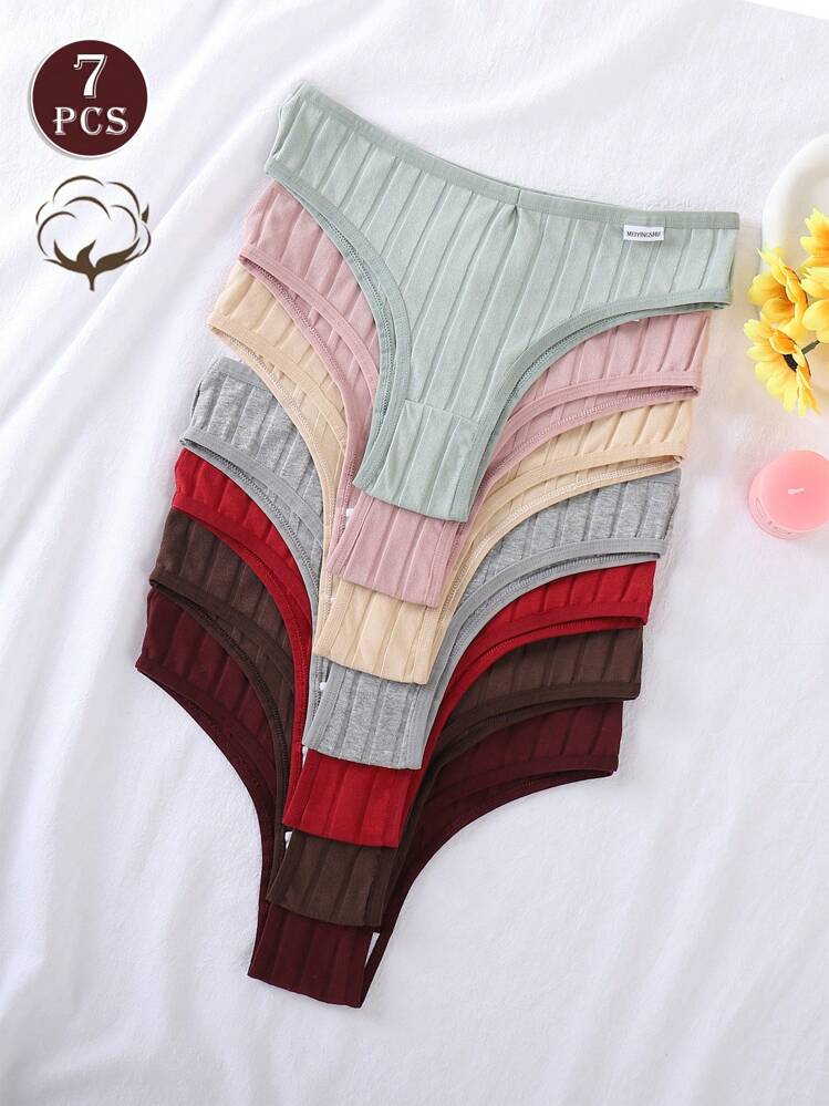 7 piezas Bragas deportivas de algodón suave y transpirable para mujer - Multicolor - Añade 1