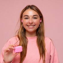 JLab Go Pop+ True Wireless Bluetooth Earbuds + USB Charging Case, Dual Connect, IPX4 Sweat Resistance, Bluetooth 5.1 Connection, 3 EQ Sound Settings Signature, Balanced, Bass Boost - Hồng+ - Xem 5