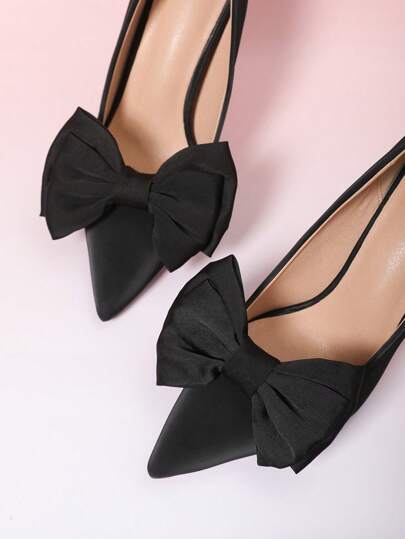 1 Pair (2pcs) Removable DIY Shoe Accessories Decorative Bows, Fashion & Elegant Shoe Clips For Dress Shoes, High Heels, Pumps, Pink, Gray, Burgundy, Green, White, Black, Apricot, Fuchsia, Light Pink, Beige