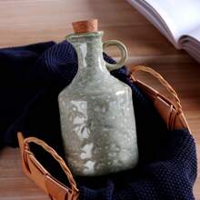1pc Handmade Ceramic Oil Bottle, European Kitchen Decoration, Oven Resistant, Creative Handmade Texture Design, Suitable For Home, Hotel And Household Use - Soy Sauce And Vinegar Pot
