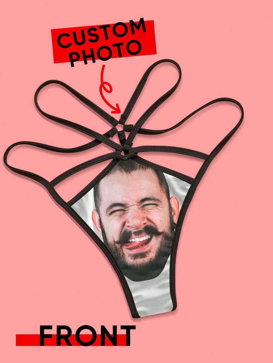 1pc Customized Valentine's Day Thong, Personalized Thong Panties, Sexy Thong, Personalized Lingerie, Wedding Gift, Bridal Underwear, Anniversary Gift, Valentine's Day Gift, Birthday Gift, Wedding Gift, Gift For Her/Girlfriend/Wife - White - View 1