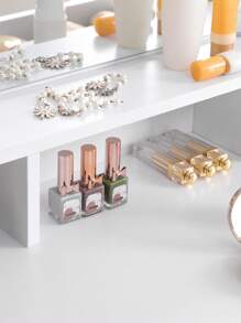 VASAGLE Vanity Set, Dressing Table Set with Tri-Fold Mirror, Large Table Top, 2 Drawers, White - Blanco - Ver 6