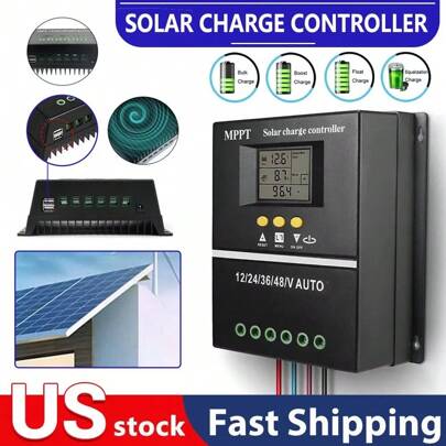 4000W 100A MPPT Solar PV Regulators 12V 24V 36V 48V Solar Charge Controller LCD