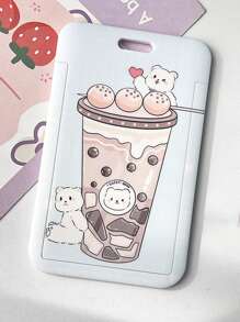 1 件卡通可爱熊和兔子图案卡夹银行信用卡公交卡照片等多功能各种卡片保护套带挂绳女士卡包