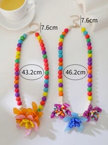1 pieza Collar de cuentas de flores de resina de color caramelo de moda, collar gargantilla floral de cuentas coloridas hecho a mano, adecuado para mujeres en fiestas, vacaciones, uso diario (hecho a mano, surtido aleatorio de color de cuentas)