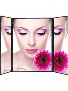 1 pezzo Specchio trucco a triplo pannello pieghevole, specchio cosmetico alla moda, specchio portatile pieghevole a triplo pannello, adatto per soggiorno, camera da letto, bagno, decorazione della casa, viaggio, ottimo regalo per Capodanno, compleanno, anniversario, Natale, San Valentino o laurea - Multicolore - Visualizzare 2