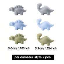 12/16Pcs 3D Diplodocus Stegosaurus Shaped Silicone Bead Mix Set, Cartoon Animal Silicone Focal Beads, For DIY Production Of Various Handicrafts Beaded Pen Keychain Pendant