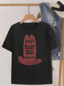 Lovers' Vintage Arby's T-Shirt Roast Beef Cowboy Hat Curly Fries Fast Food T-Shirt For Women
