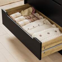 6 Drawer Dresser, Vanity De Maquillaje  With Large Storage  Furniture , Dresser For Bedroom With Embedded Handle, Tall Dresser And Organizer With Anti-Tripping, Wooden Dresser Cabinet For Office, Living Room, Entryway, Room Decor, Black, Christmas - 黑色 - 查看 4