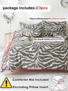 Juego de Edredón de 2/3 piezas con estampado de cebra, estilo minimalista y moderno apto para todas las estaciones (1 Edredón + 1/2 Fundas de Almohada) de Poliéster