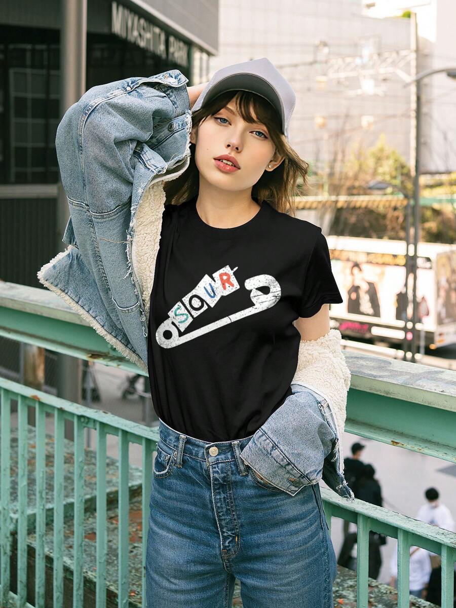 Olivia Rodrigo Album Track List, Women's T-Shirt, Casual Crew Neck, Great For Casual Outings And Comfortable Wear. - 黑色 - 查看 1